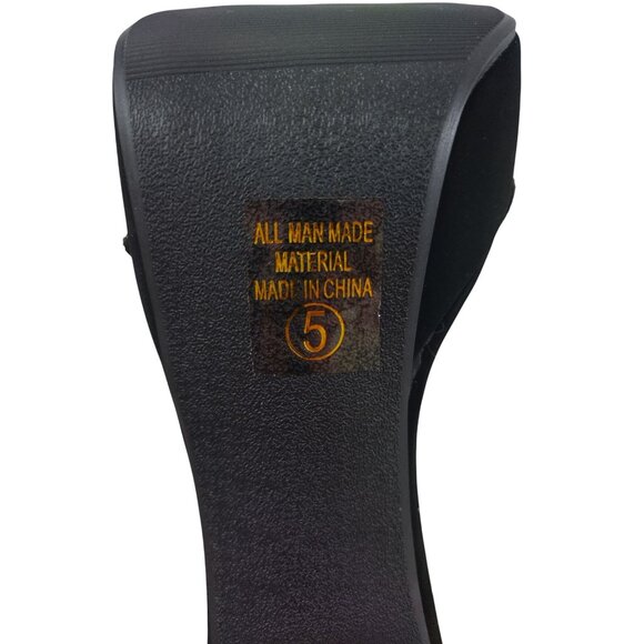 Black Ankle Strap High Heel Sandals With Rhinestone Toe Band Size 5. - Picture 3 of 8